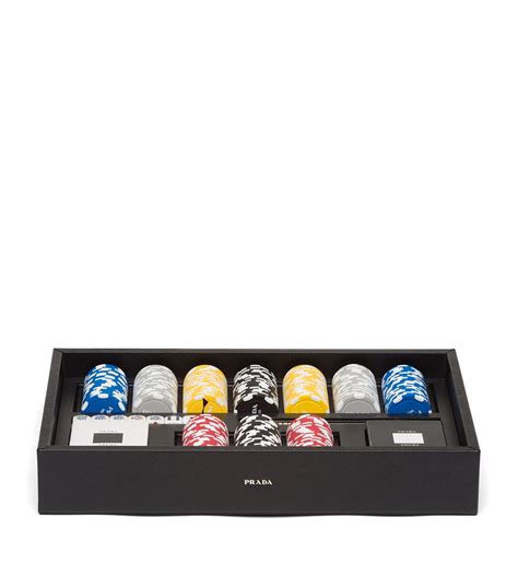 prada poker set|Black Saffiano Leather Poker Set .